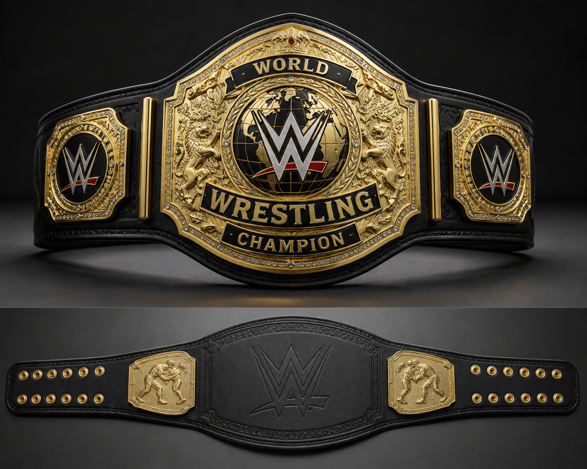ports Premium Wrestling Championship Belt – Professional-Style Gold & Black Champion Award Belt